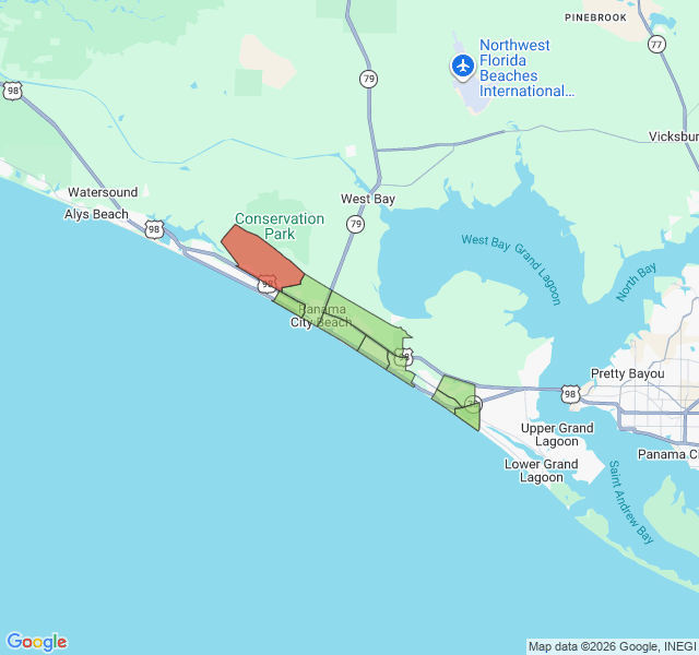 Map of septic coverage in Panama City Beach, FL