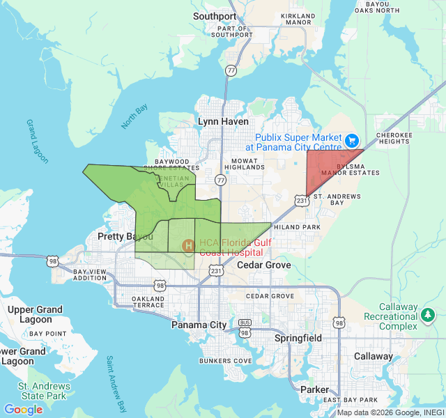 Map of septic coverage in Panama City, FL