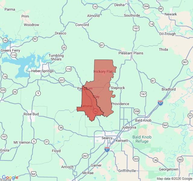 Map of septic coverage in Pangburn, AR