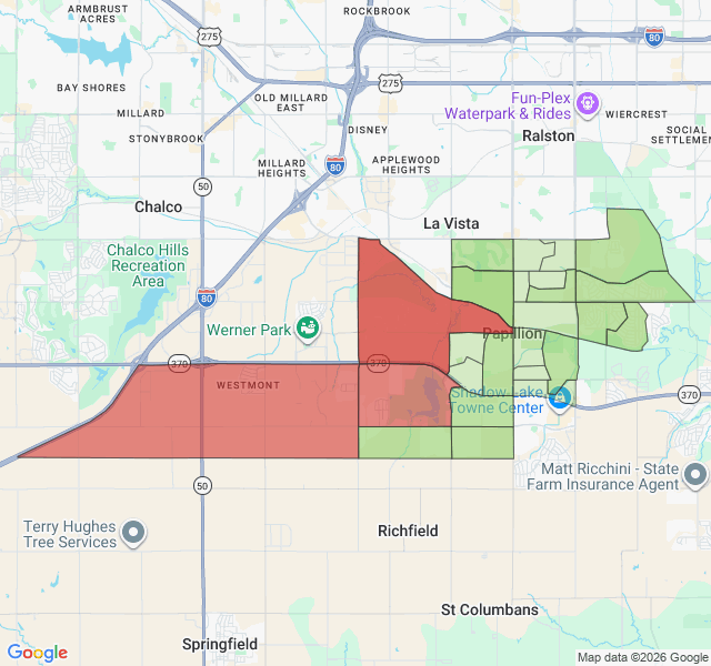 Map of septic coverage in Papillion, NE