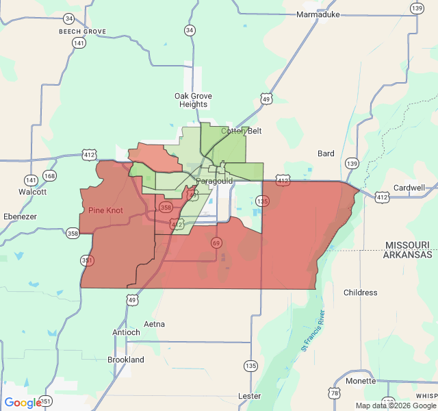 Map of septic coverage in Paragould, AR