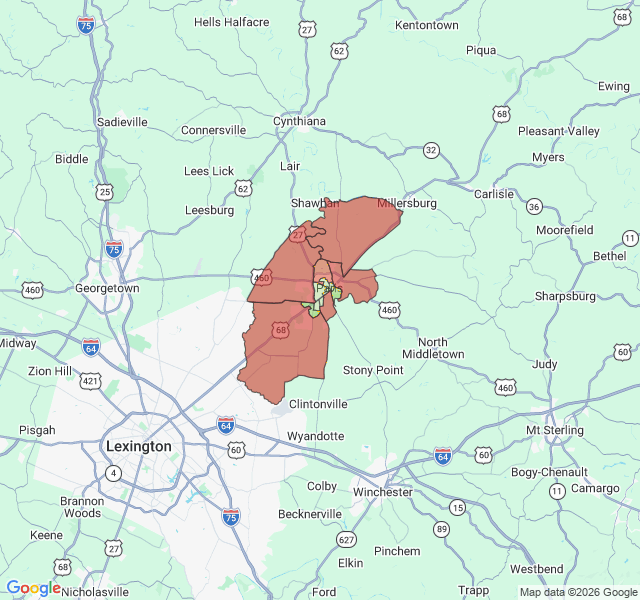Map of septic coverage in Paris, KY