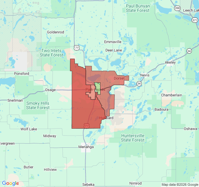 Map of septic coverage in Park Rapids, MN