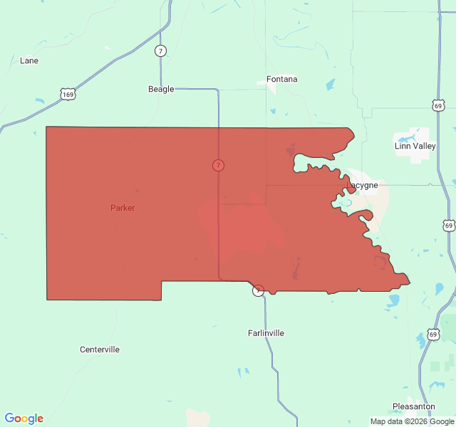 Map of septic coverage in Parker, KS