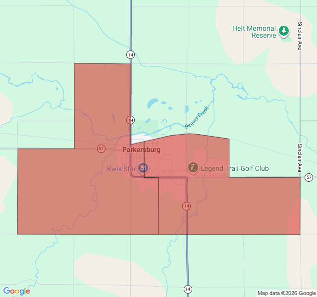 Map of septic coverage in Parkersburg, IA