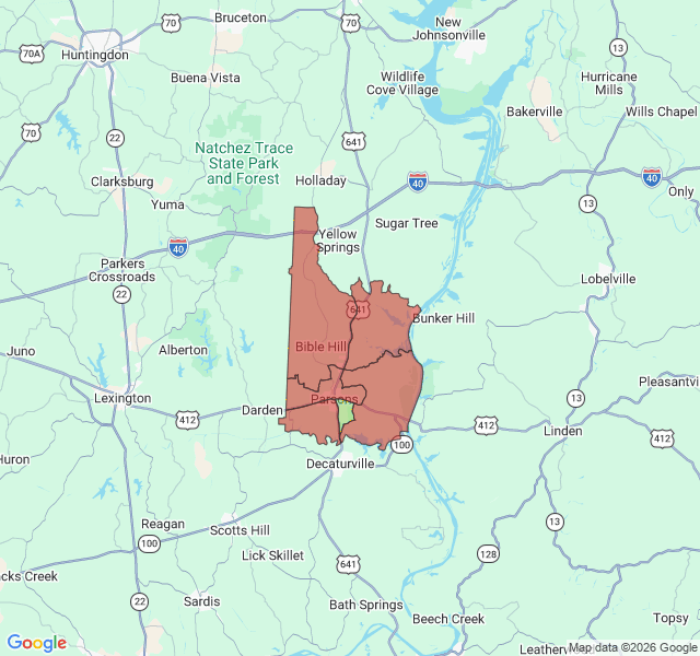 Map of septic coverage in Parsons, TN
