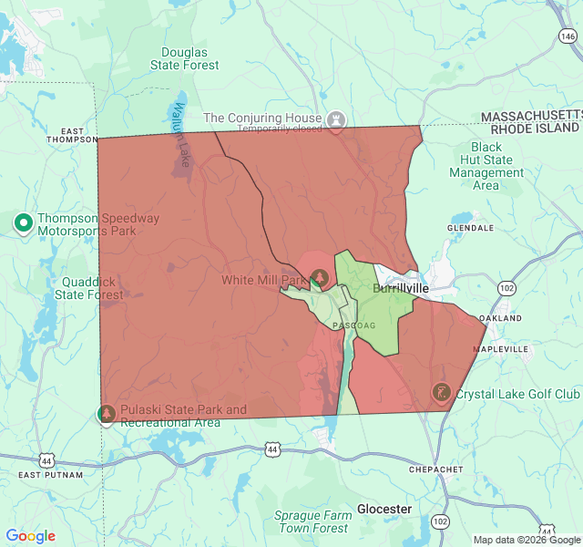 Map of septic coverage in Pascoag, RI