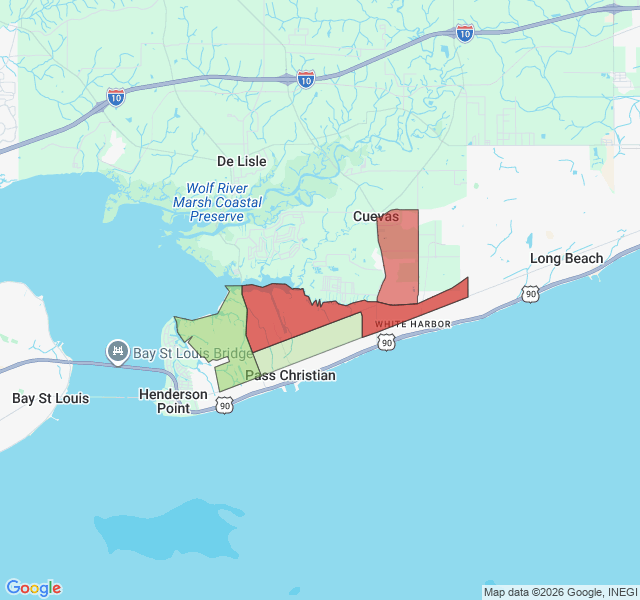 Map of septic coverage in Pass Christian, MS