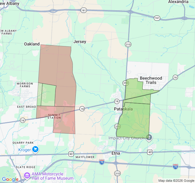 Map of septic coverage in Pataskala, OH