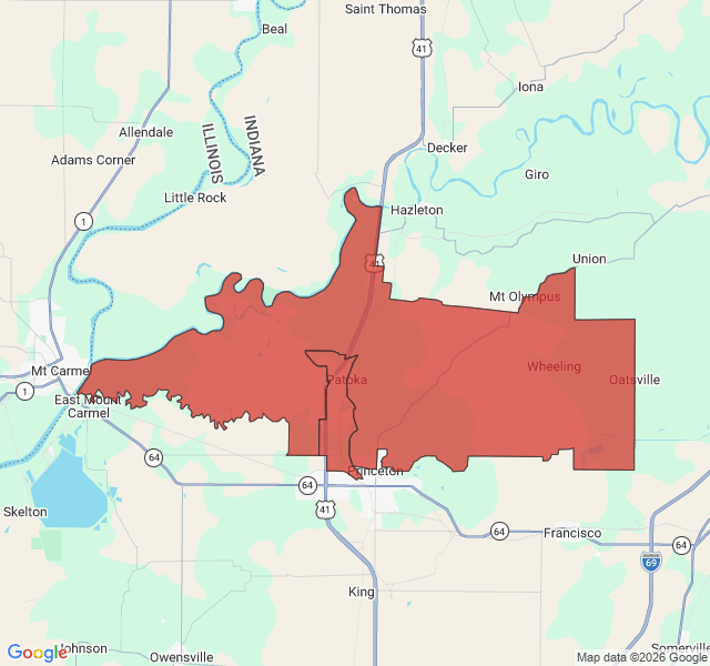 Map of septic coverage in Patoka, IN