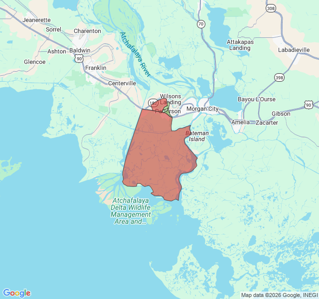 Map of septic coverage in Patterson, LA