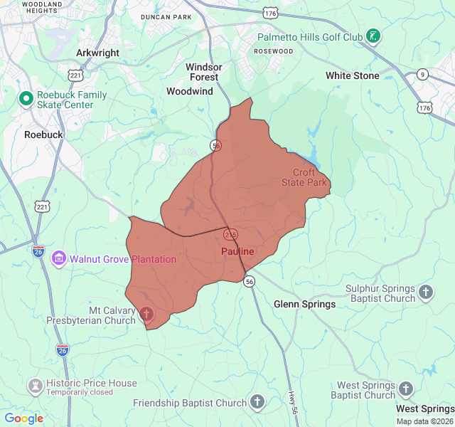 Map of septic coverage in Pauline, SC