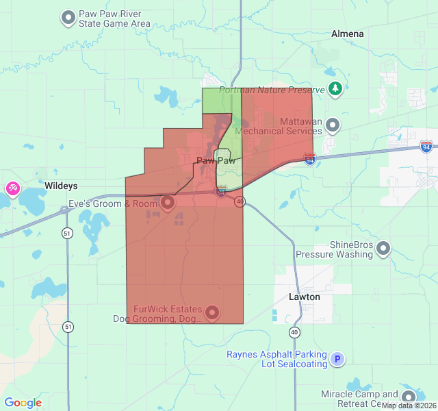 Map of septic coverage in Paw Paw, MI