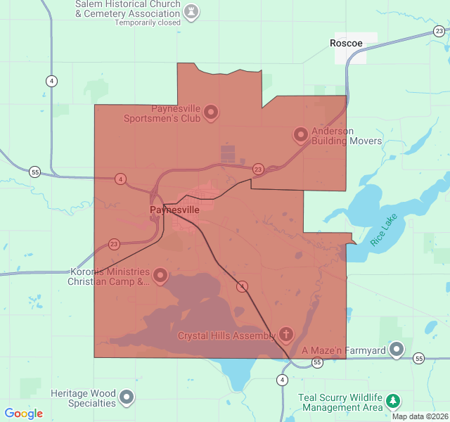 Map of septic coverage in Paynesville, MN
