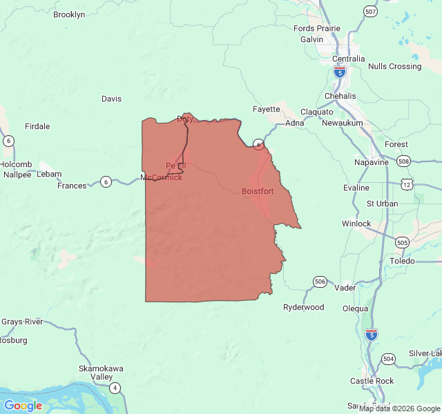 Map of septic coverage in Pe Ell, WA