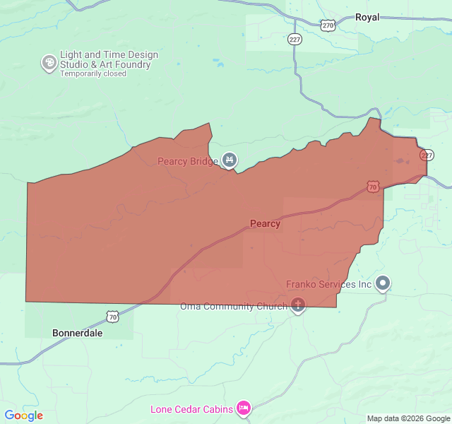 Map of septic coverage in Pearcy, AR