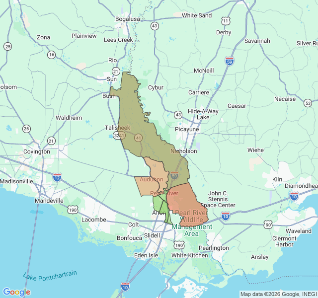 Map of septic coverage in Pearl River, LA