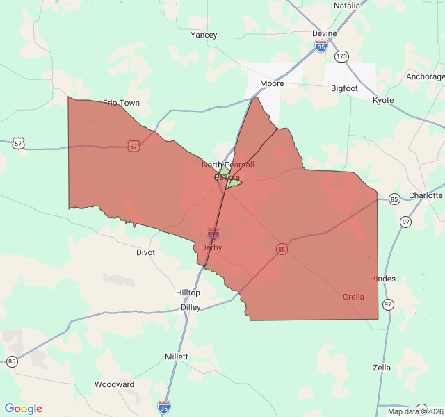 Map of septic coverage in Pearsall, TX