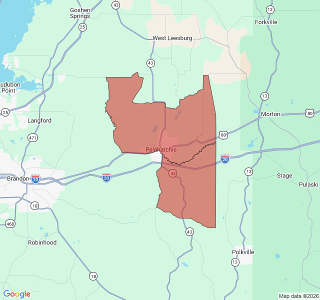 Map of septic coverage in Pelahatchie, MS