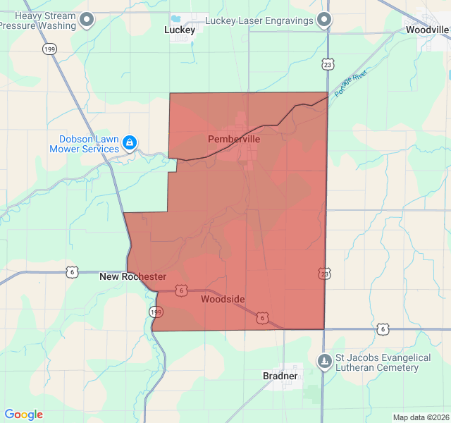 Map of septic coverage in Pemberville, OH