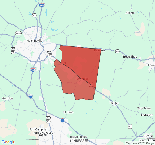 Map of septic coverage in Pembroke, KY