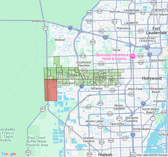 Map of septic coverage in Pembroke Pines, FL