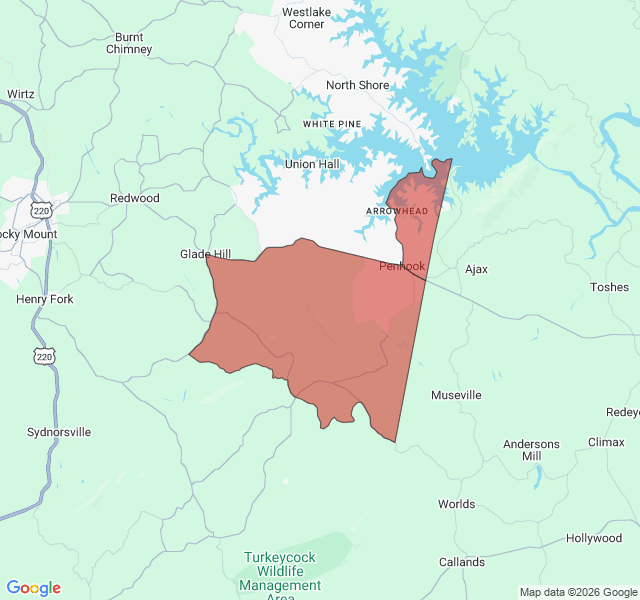 Map of septic coverage in Penhook, VA