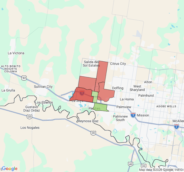Map of septic coverage in Penitas, TX