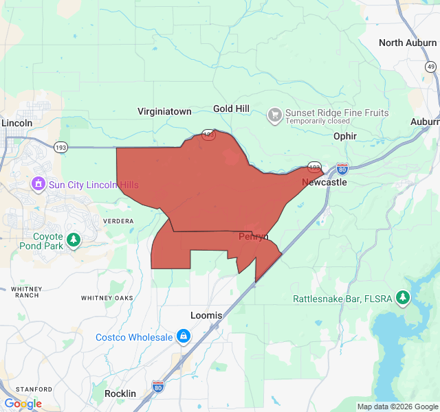 Map of septic coverage in Penryn, CA