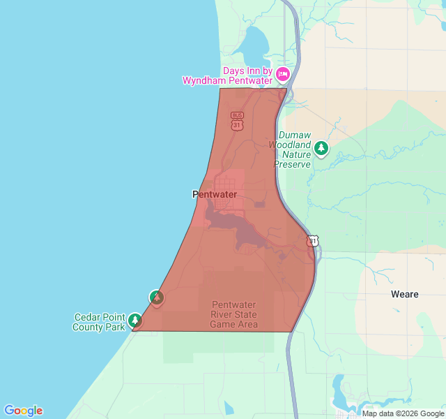 Map of septic coverage in Pentwater, MI