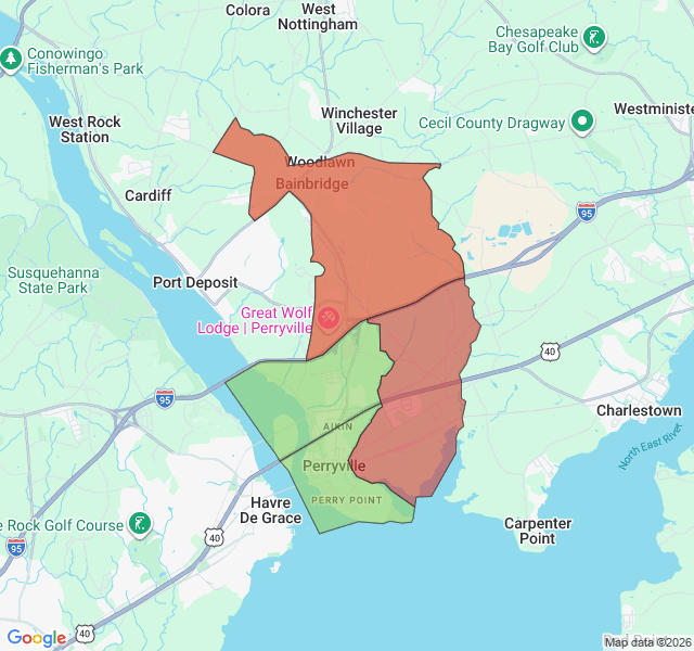 Map of septic coverage in Perryville, MD