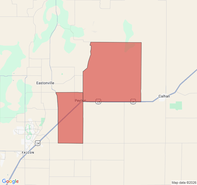 Map of septic coverage in Peyton, CO