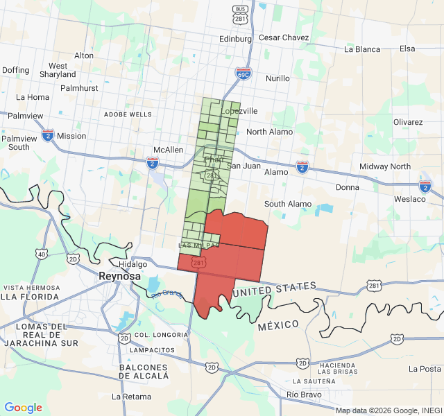 Map of septic coverage in Pharr, TX