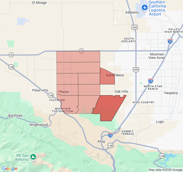 Map of septic coverage in Phelan, CA
