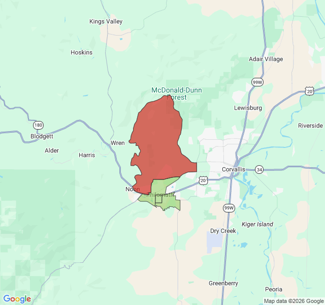 Map of septic coverage in Philomath, OR
