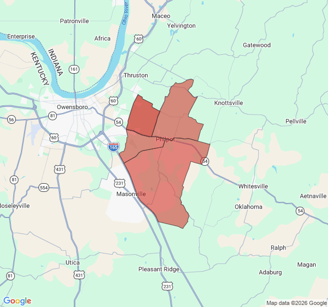 Map of septic coverage in Philpot, KY