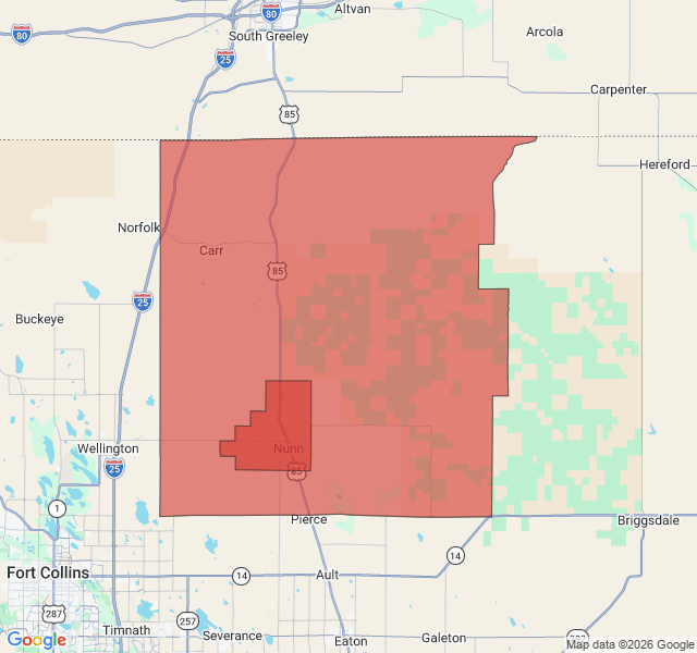 Map of septic coverage in Pierce, CO