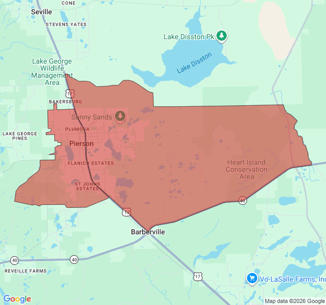 Map of septic coverage in Pierson, FL