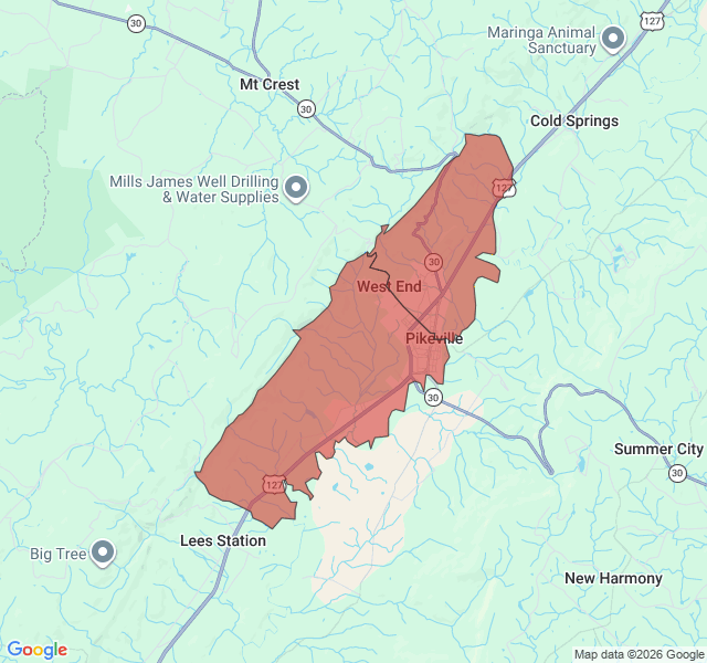 Map of septic coverage in Pikeville, TN