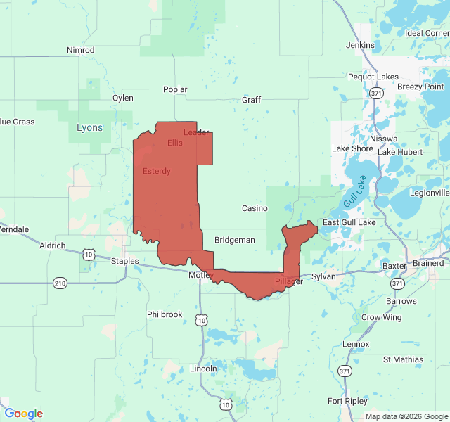 Map of septic coverage in Pillager, MN