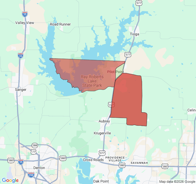 Map of septic coverage in Pilot Point, TX