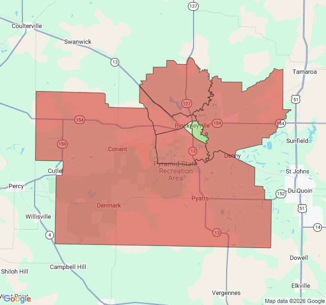 Map of septic coverage in Pinckneyville, IL