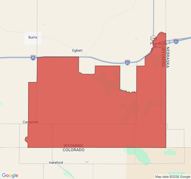 Map of septic coverage in Pine Bluffs, WY