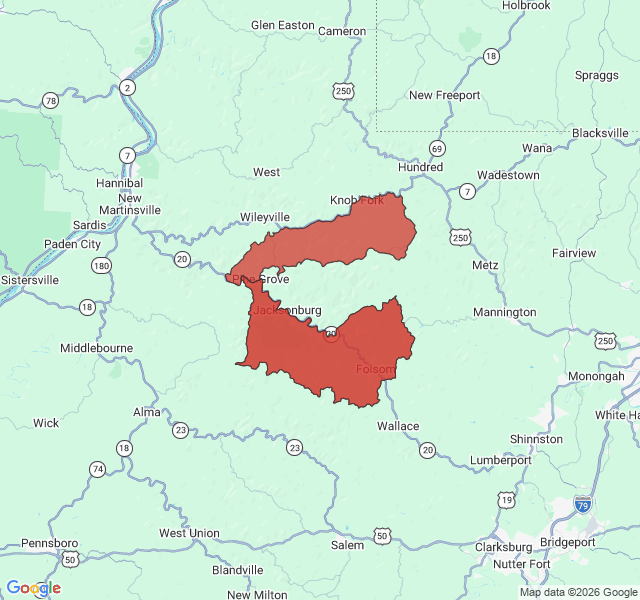 Map of septic coverage in Pine Grove, WV