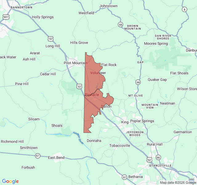 Map of septic coverage in Pinnacle, NC