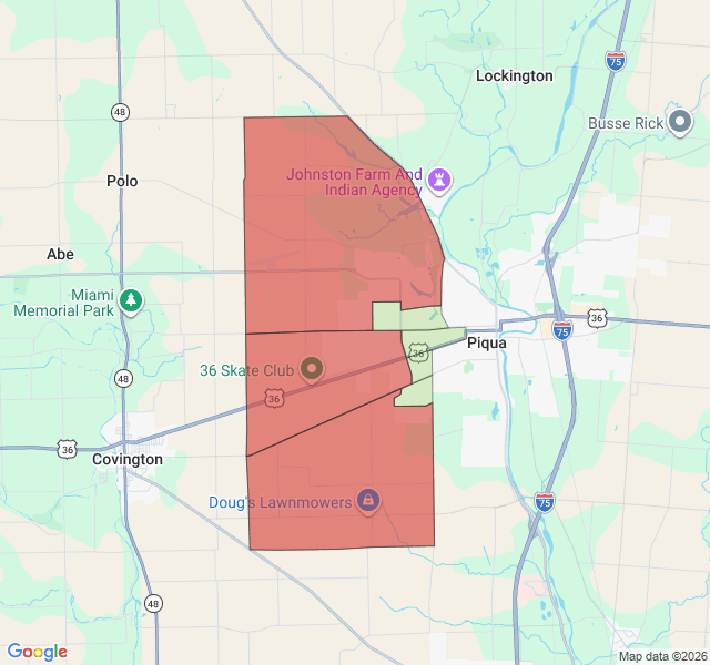 Map of septic coverage in Piqua, OH
