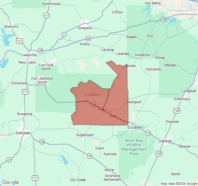 Map of septic coverage in Pitkin, LA