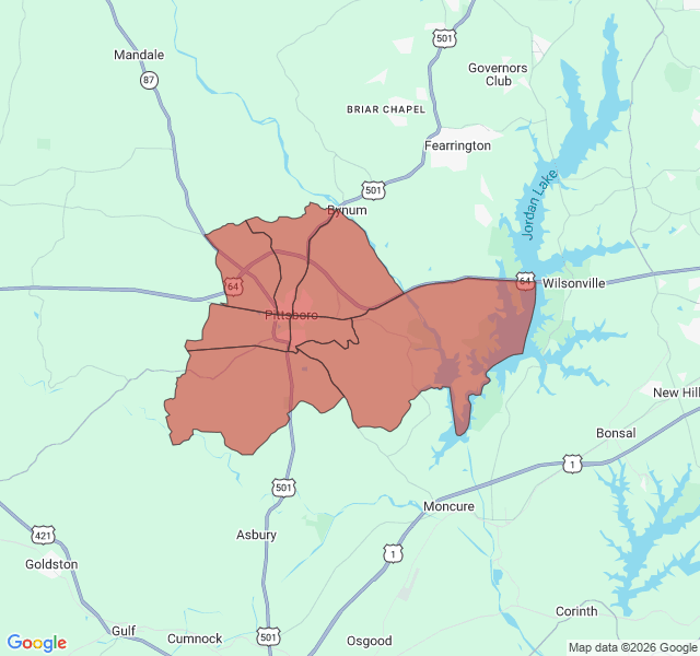 Map of septic coverage in Pittsboro, NC