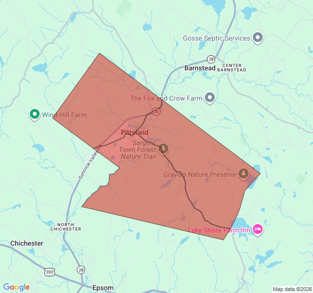 Map of septic coverage in Pittsfield, NH