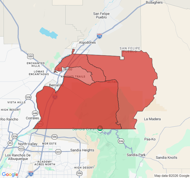 Map of septic coverage in Placitas, NM